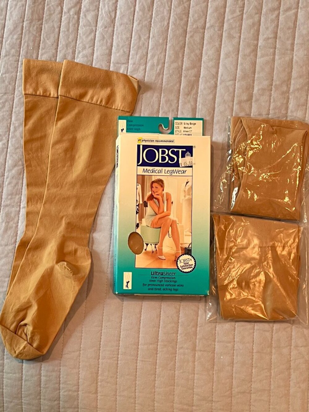 4 Pairs New Jobst Medical Legwear Knee Highs - size M, beige